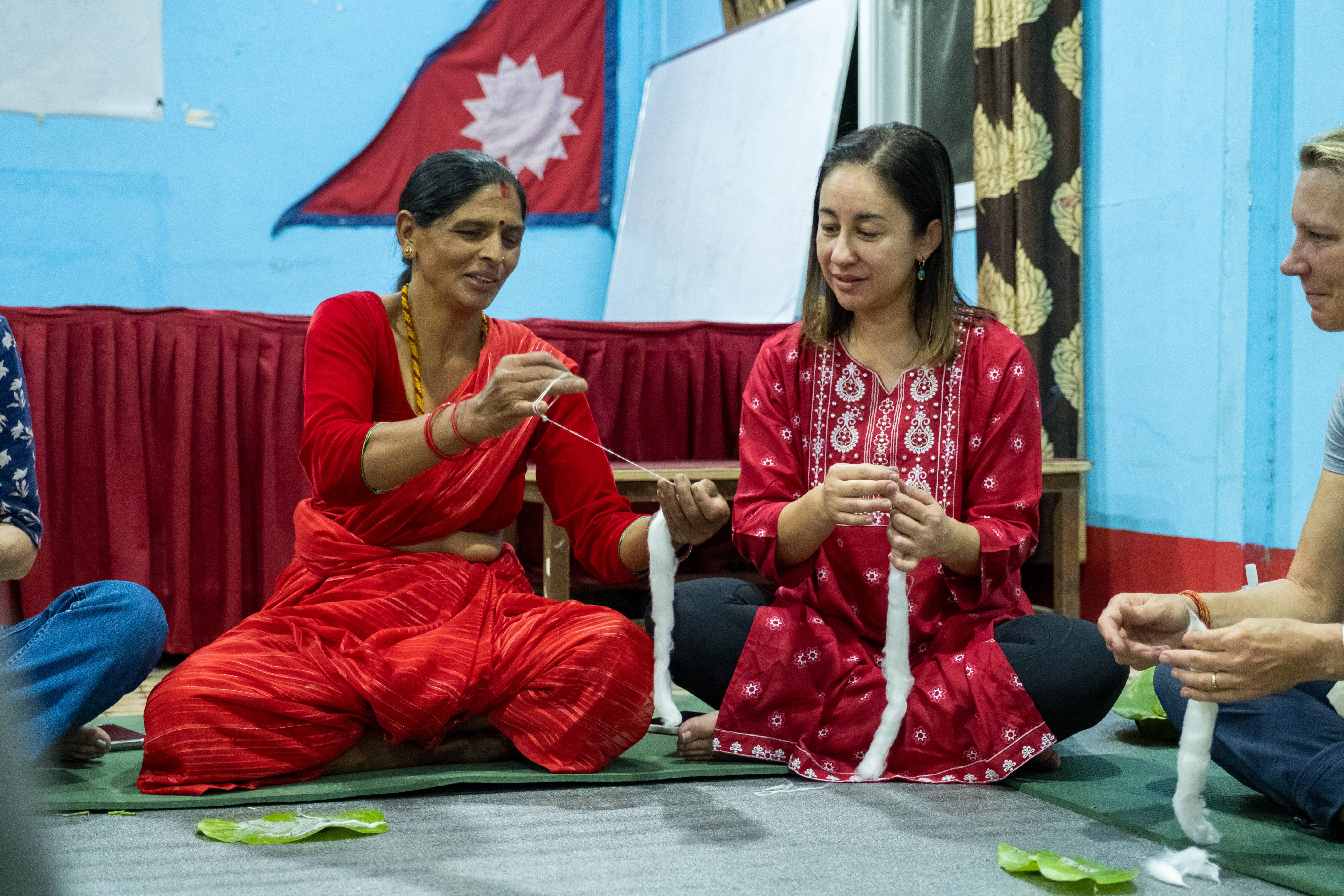 Guests enjoying Batti making in Nagarkot