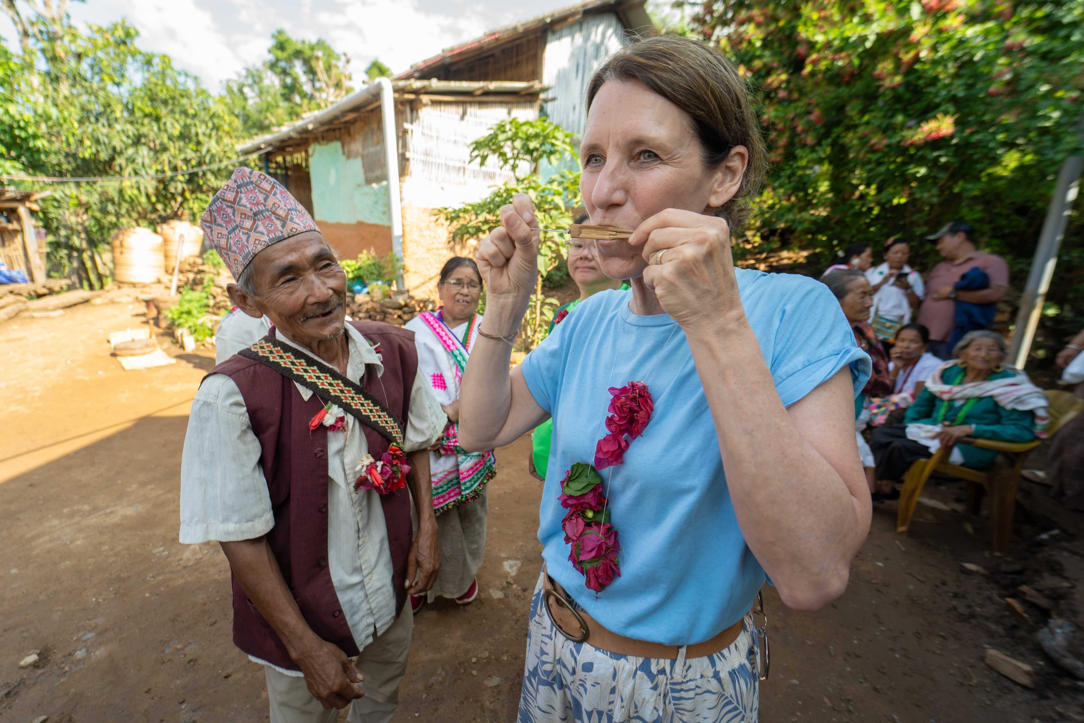 Community Connect participant trying to play Binayo